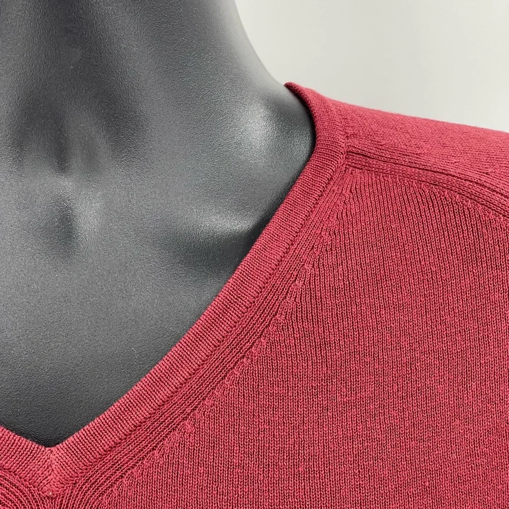 Tommy Bahama Maroon V Neck Sweater Pullover‎ Silk & Cotton Blend Men’s Large L
